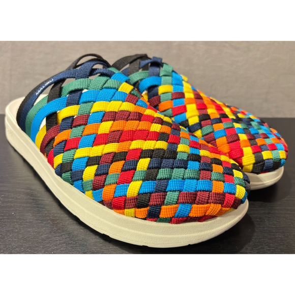 MALIBU SANDALS Colony White EVA Rubber Rainbow Checkered Nylon Men's Size 13 - Picture 1 of 9